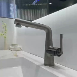 Torneira Monocomando bica alta para banheiro com display digital rotativa Elevatta