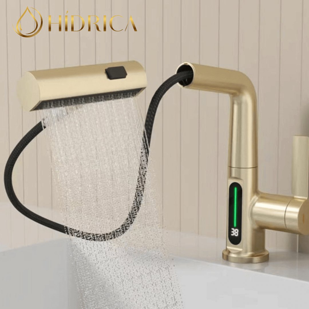 Torneira para Banheiro com Bica Extensível - Monocomando com Display e Rotação 360°