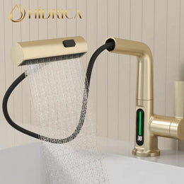 Torneira para Banheiro com Bica Extensível - Monocomando com Display e Rotação 360°
