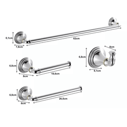 Kit Completo de penduradores para banheiro Aço Inox 304 - Linha Provençal