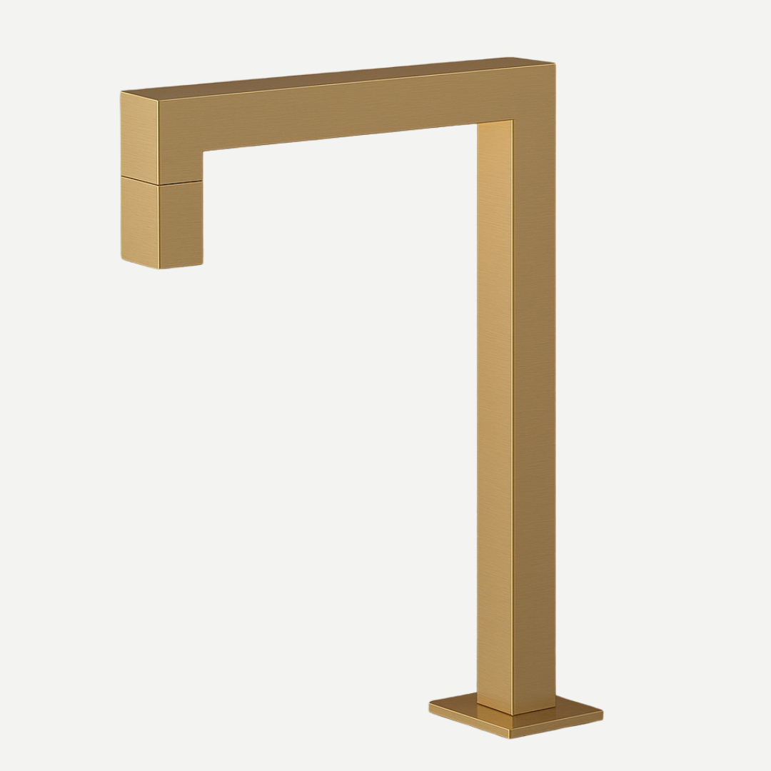 Torneira Bica alta para banheiro Cubo 1/4 de volta Inox 304 - Água fria