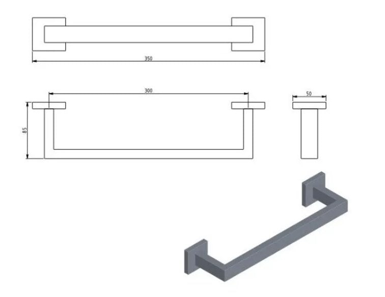Porta Toalha de Rosto 30cm Inox 304