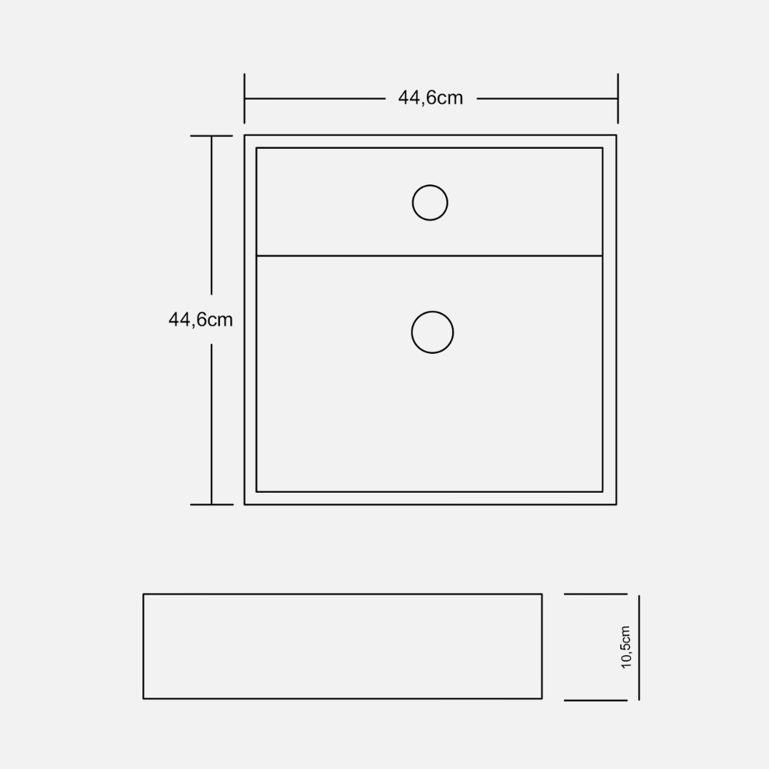 Cuba de Apoio Quadrada Slim 44×44 Branca