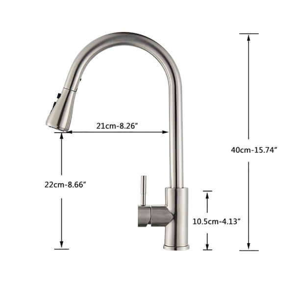 Torneira Gourmet Monocomando com 2 modos de jato e bica extensiva -Linha Classique Hídrica