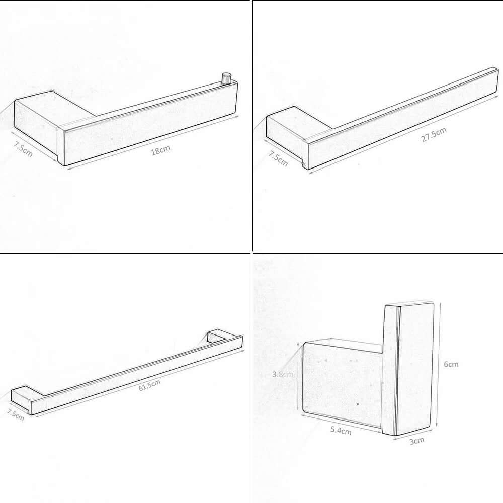 Kit Completo de penduradores de toalha Rounded - Aço Inox 304 - #shop_name - Brasil