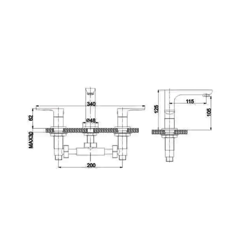 Misturador Duplo Comando Bica alta para Lavabo Bica Alta Athenas -  3 cores HIDRICA