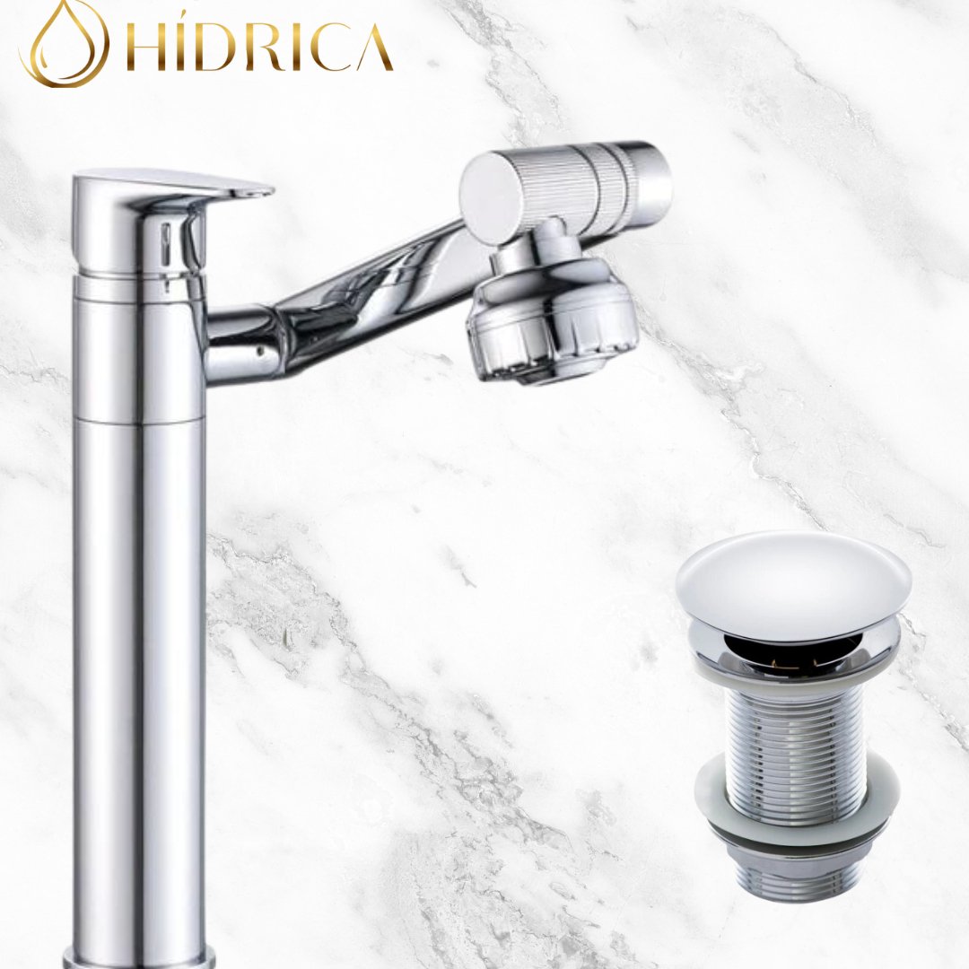 Torneira Rotativa Articulada 1080° Graus para Lavabo + Válvula Click Luxo - 2 modos de jato - #shop_name - Brasil