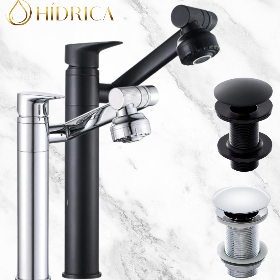 Torneira Rotativa Articulada 1080° Graus para Lavabo + Válvula Click Luxo - 2 modos de jato - #shop_name - Brasil